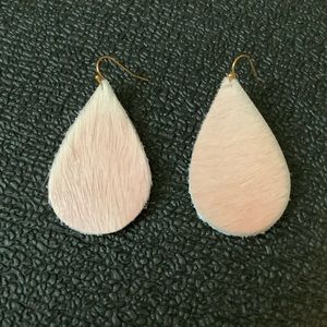Pink Calf Hair Tear Drop Earrings